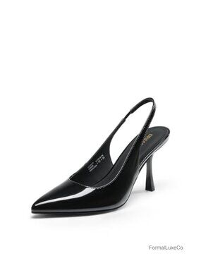 Slingback High Heels Pumps 3.3'' Pointed Toe Kitten Stiletto Heels Dress